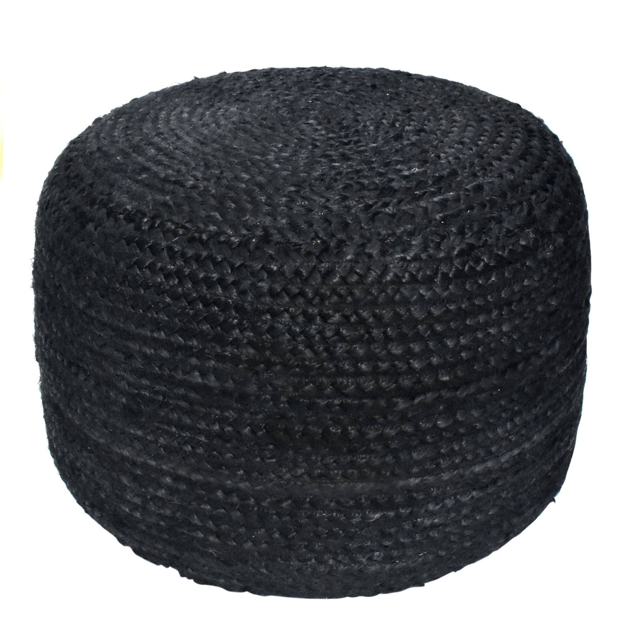 Black Knitted Spherical Pouf Ottoman W64313