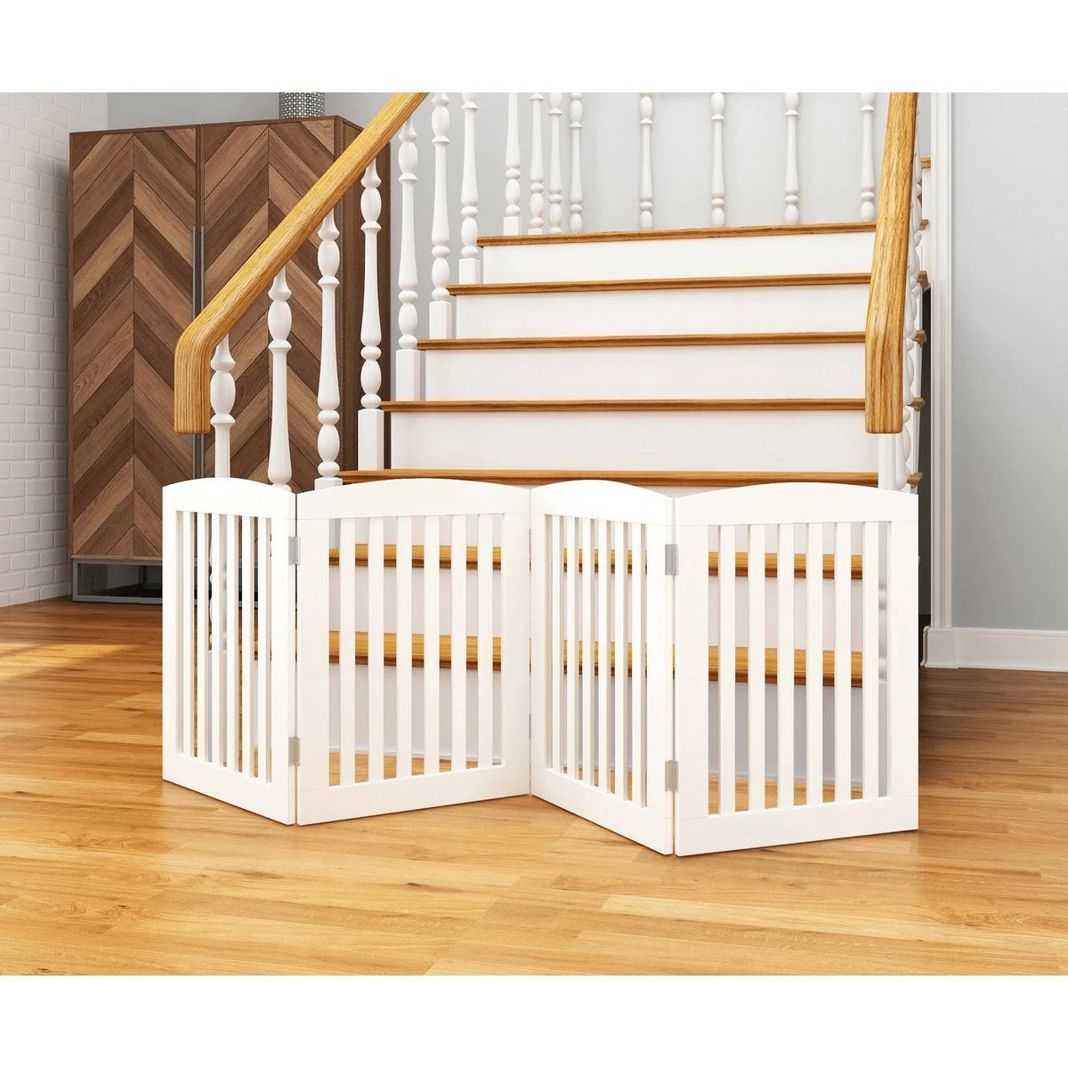 24 inch 4 Panel Wooden Freestanding Foldable Pet Gate Z554