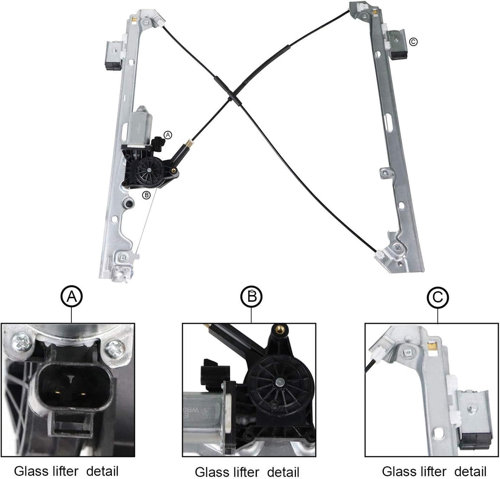 Front Left Driver Side Power Window Regulator with Motor Assembly Pack of 2 W58247