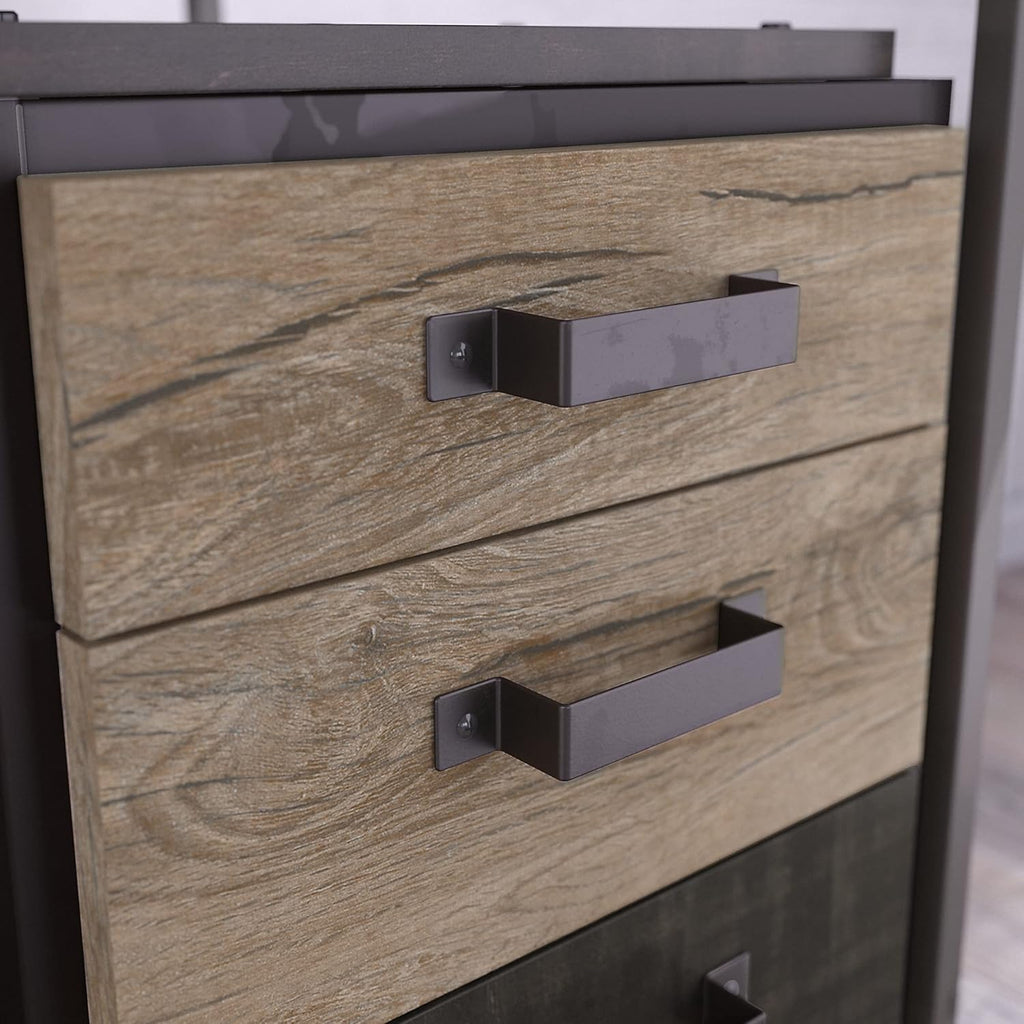 Rustic Gray L Shaped Desk with 3 Drawer Mobile File Cabinet V9260