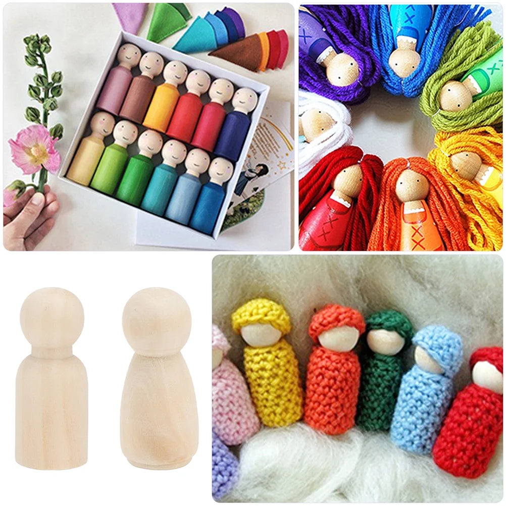 30 Pcs Wooden Doll Pegs Painting Toys Y59377