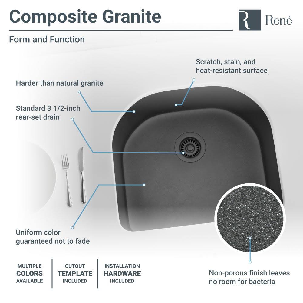 Composite Granite Kitchen Sink, Carbon E154