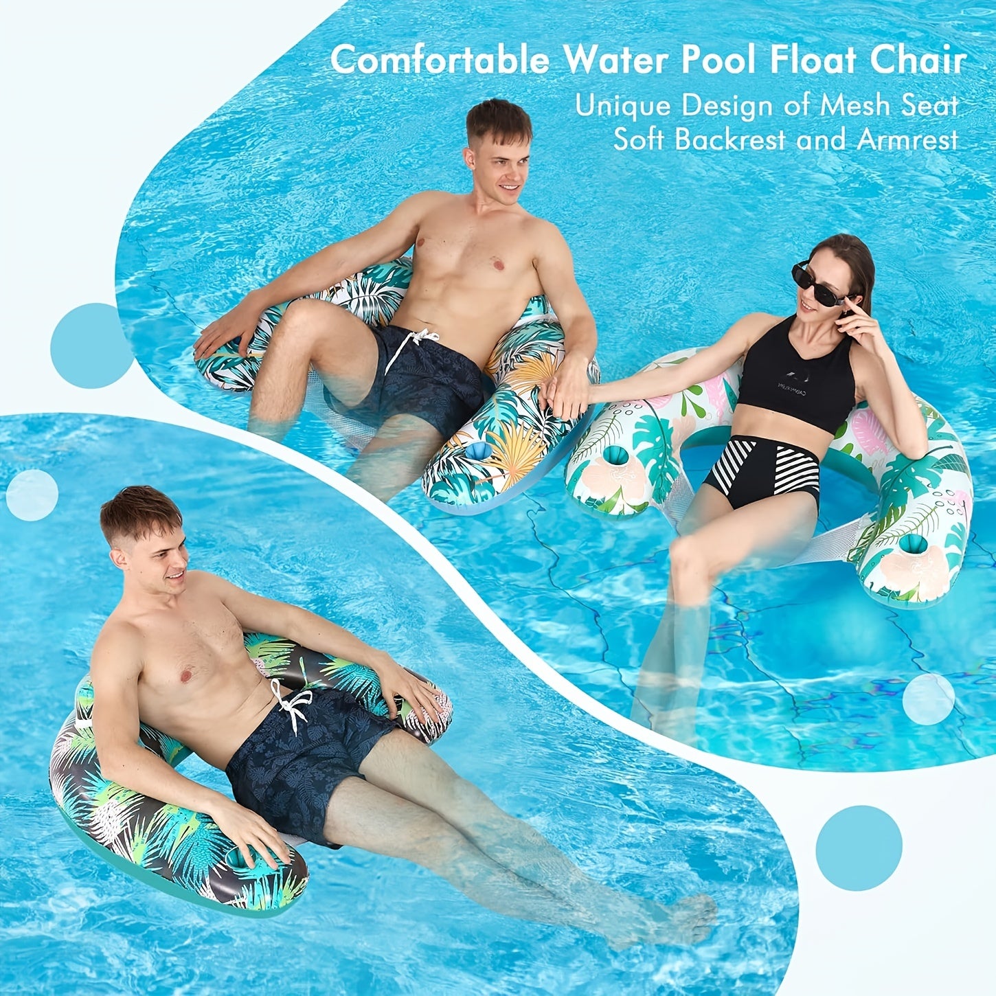 Inflatable Pool Chair with Cup Holder and Backrest Z927900
