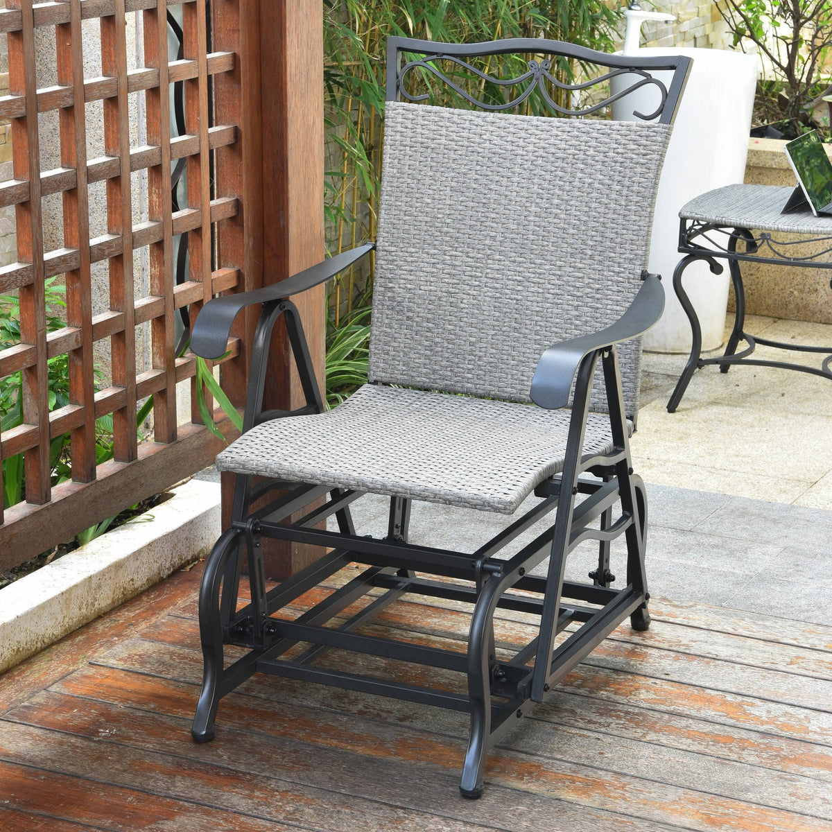 Resin Wicker Steel Glider Chair E8280