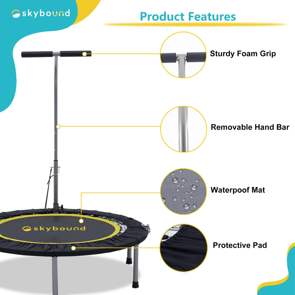 Foldable Mini Trampoline 39 Inch with Adjustable T-Bar Handle J3054