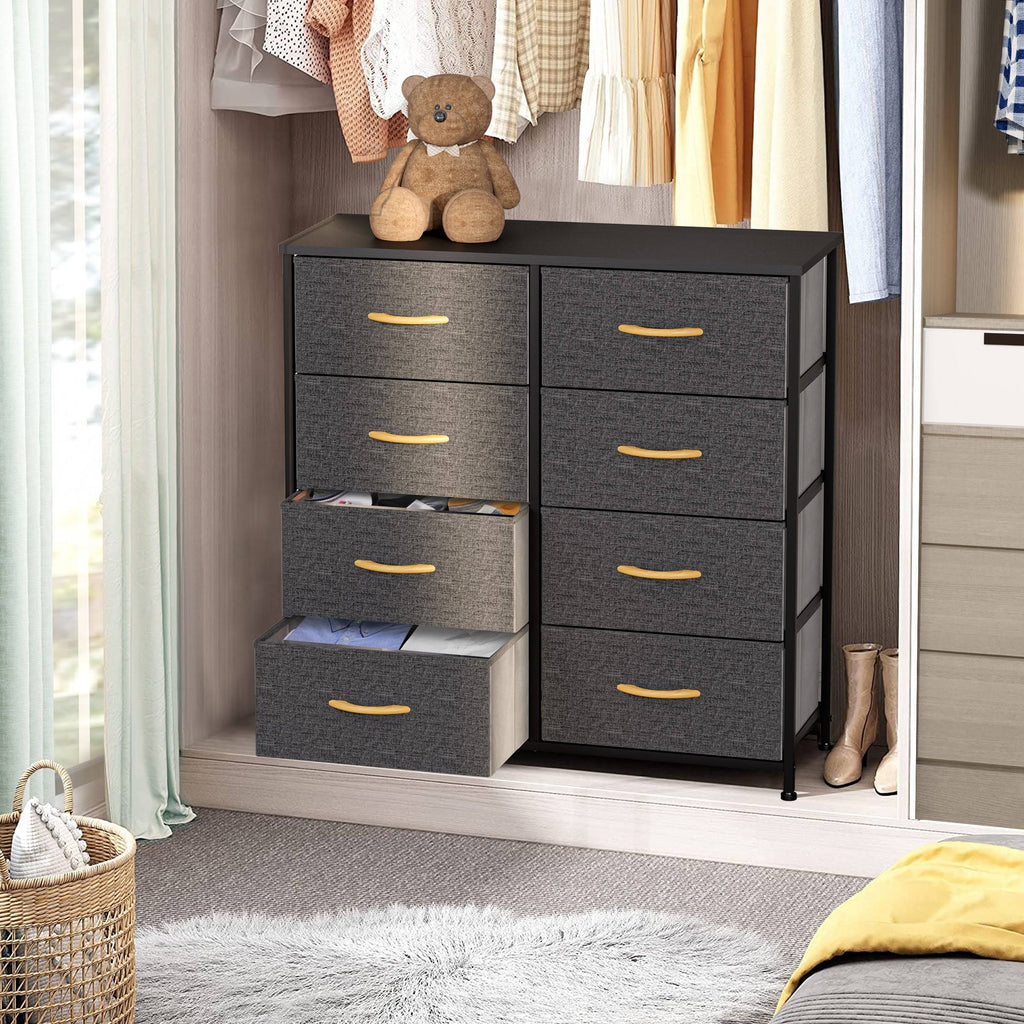 Blue, Orange & Light Coffee 8 Drawer Vertical Dresser Q4141
