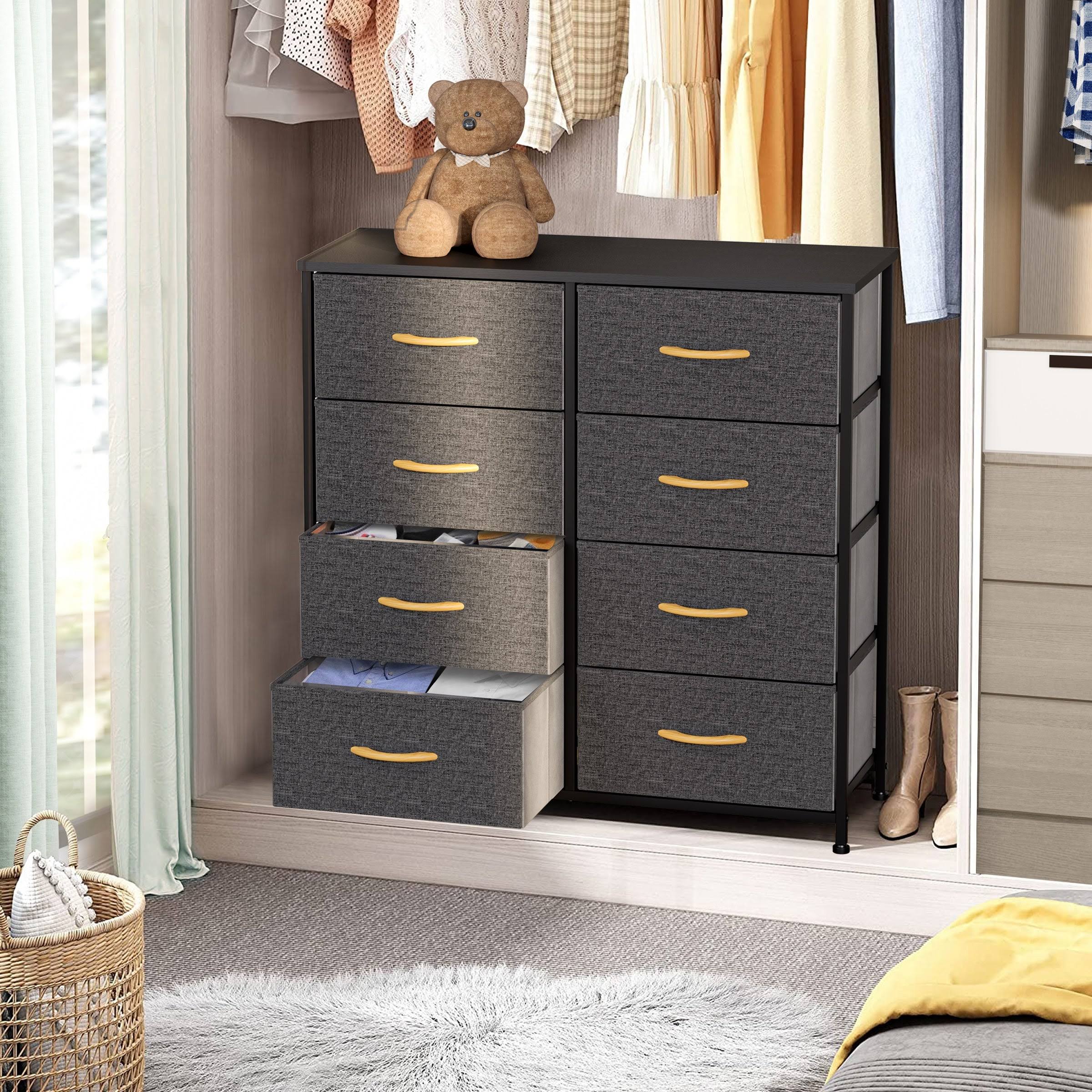 Blue, Orange & Light Coffee 8 Drawer Vertical Dresser Q4141