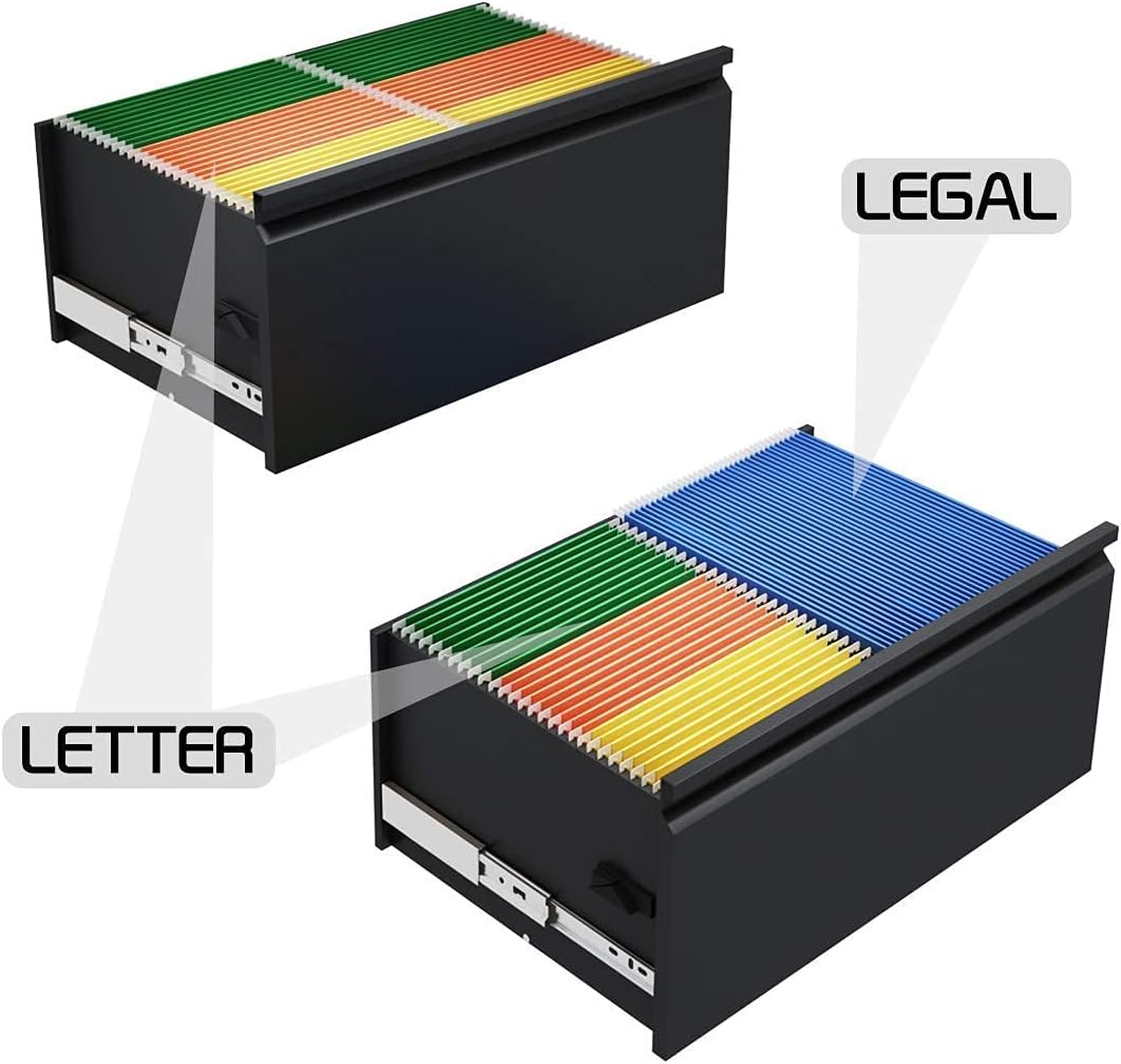 Black 3 Drawer Metal Lateral File Cabinet F763