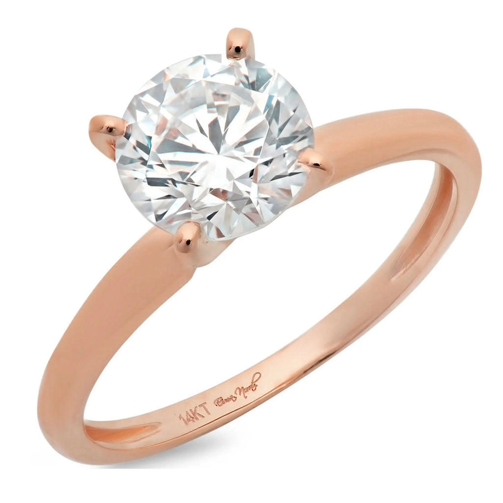 14K Rose Gold Solitaire Engagement Ring size 8.5 N373109