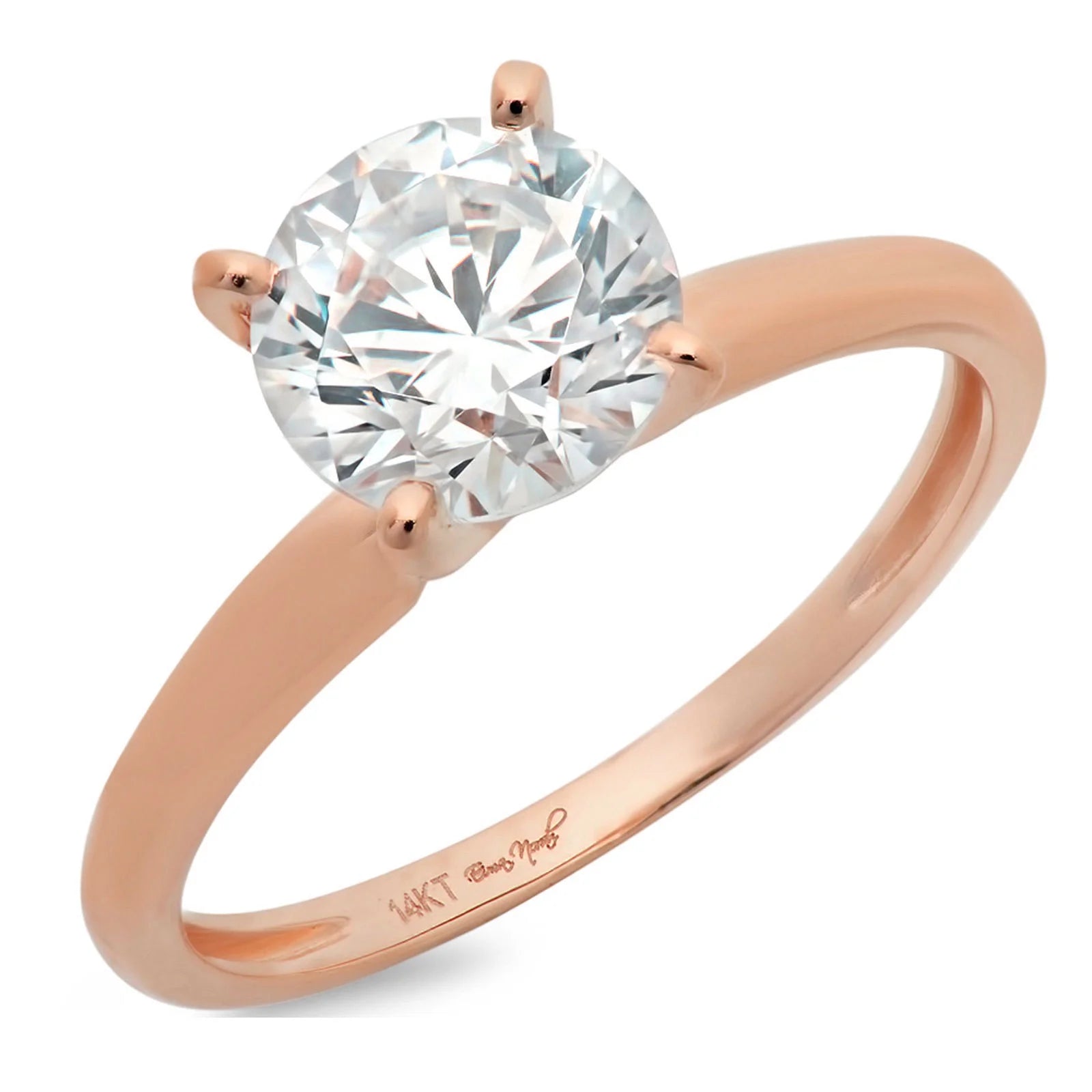 14K Rose Gold Solitaire Engagement Ring size 8.5 N373109