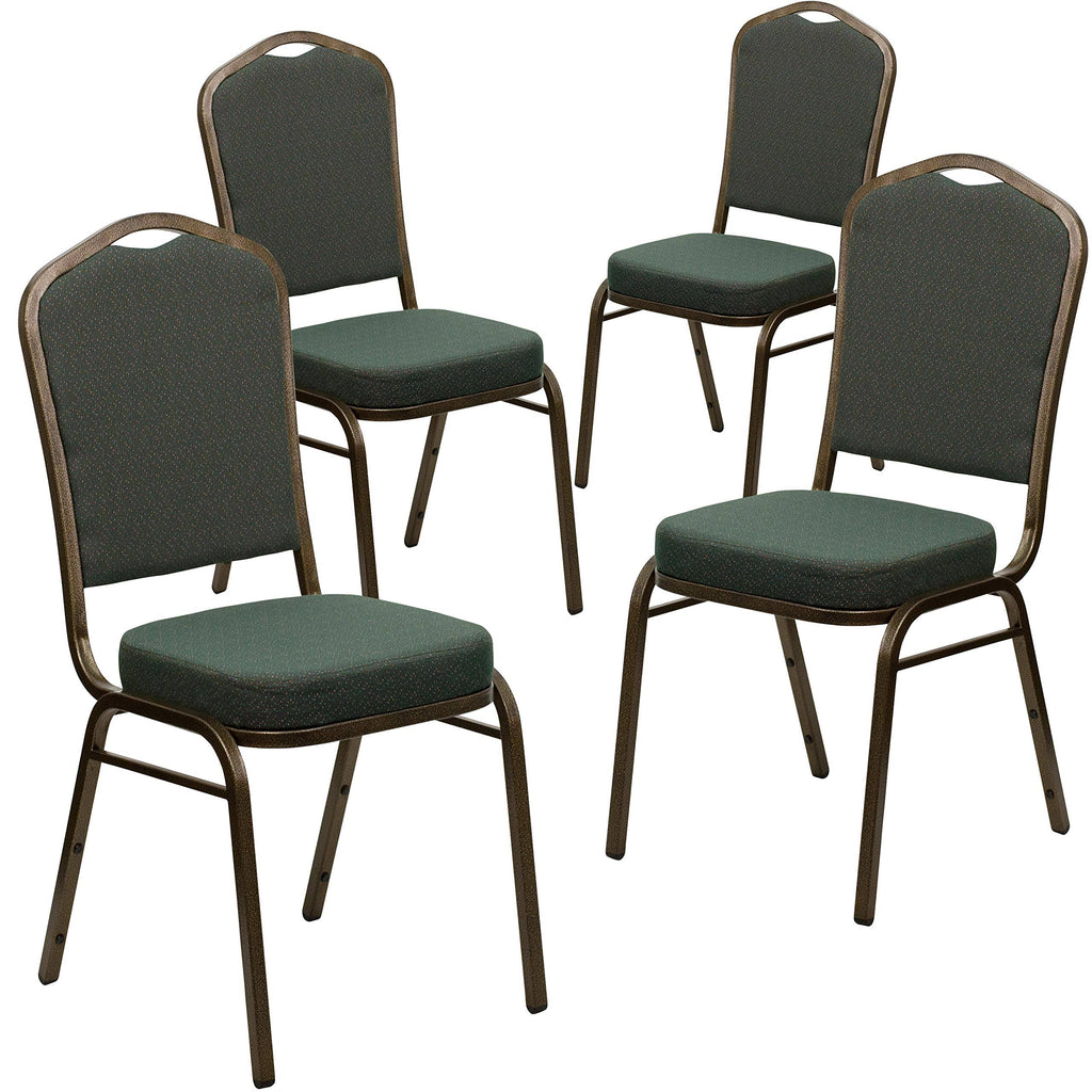 Green Patterned Fabric Crown Back Stacking Banquet Chair W569
