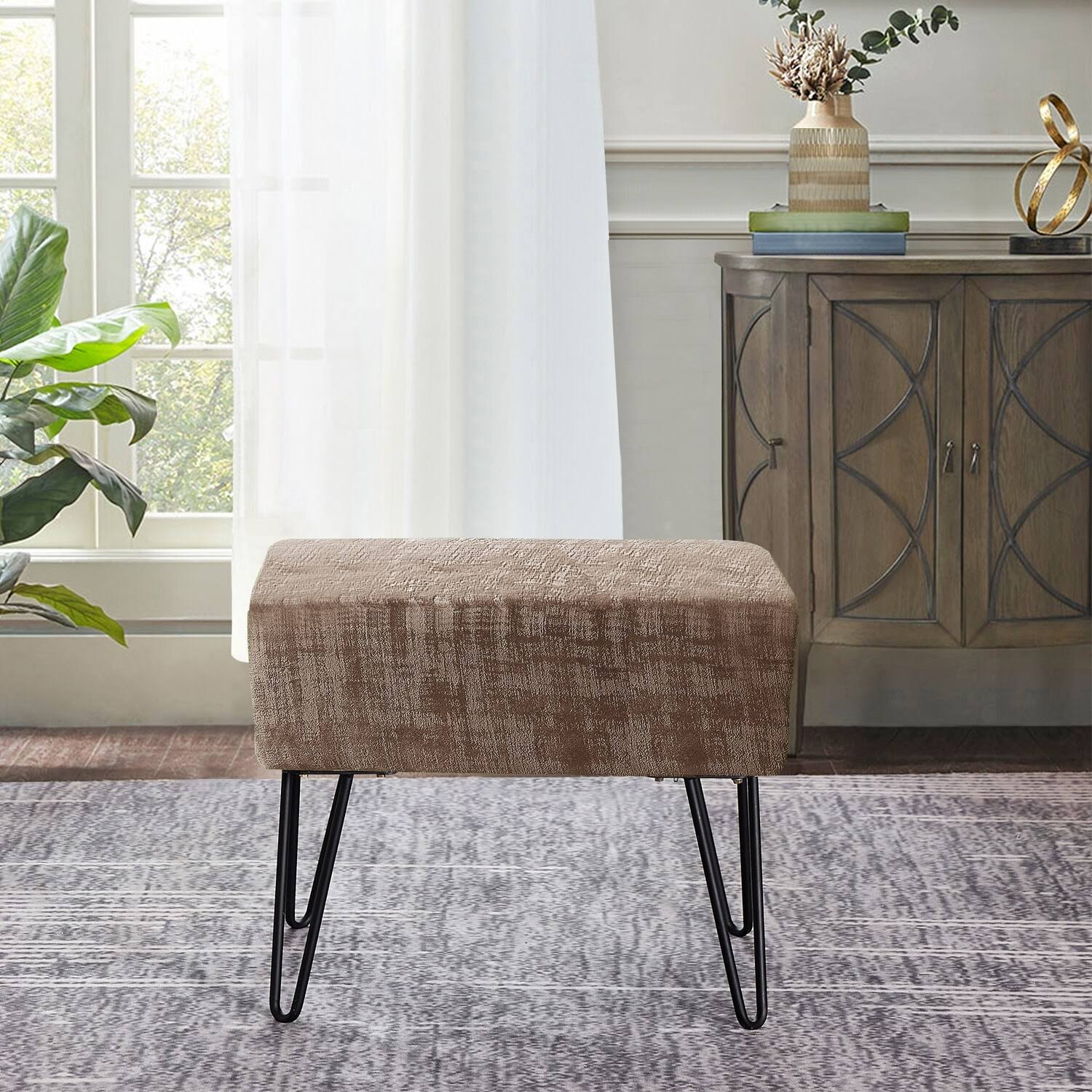 Textured Velvet Ottoman M18492
