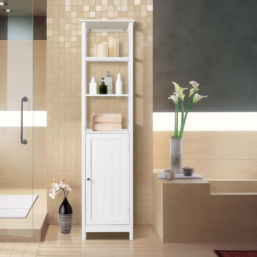 Tall Bathroom Storage Cabinet with 3 Tier Shelf and Door A118913