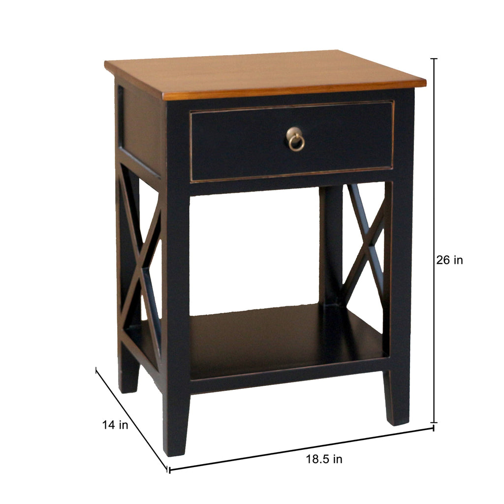 Blue Side Table Cabinet with Drawer and Shelf S37071