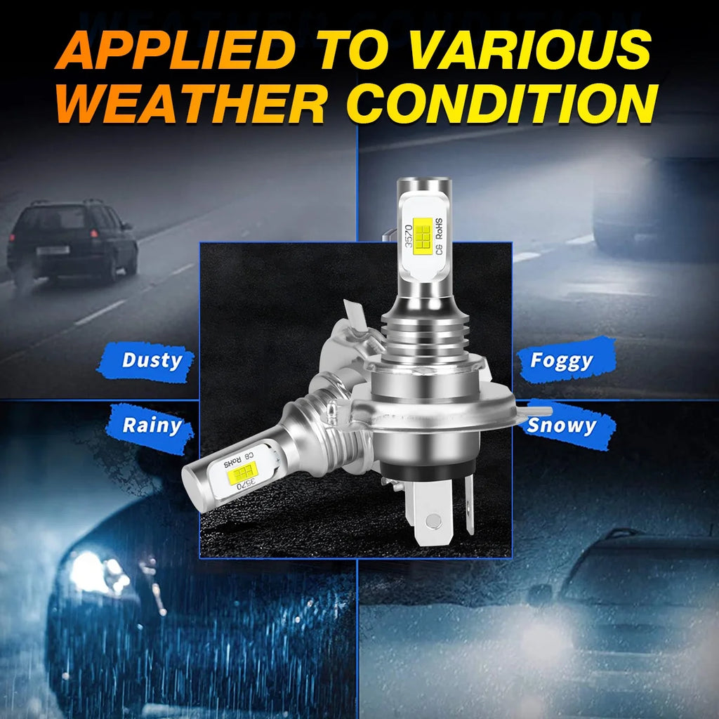 H4 High&Low Beam H11 Fog Light LED Headlight Bulb 6000K White 4x Z768609