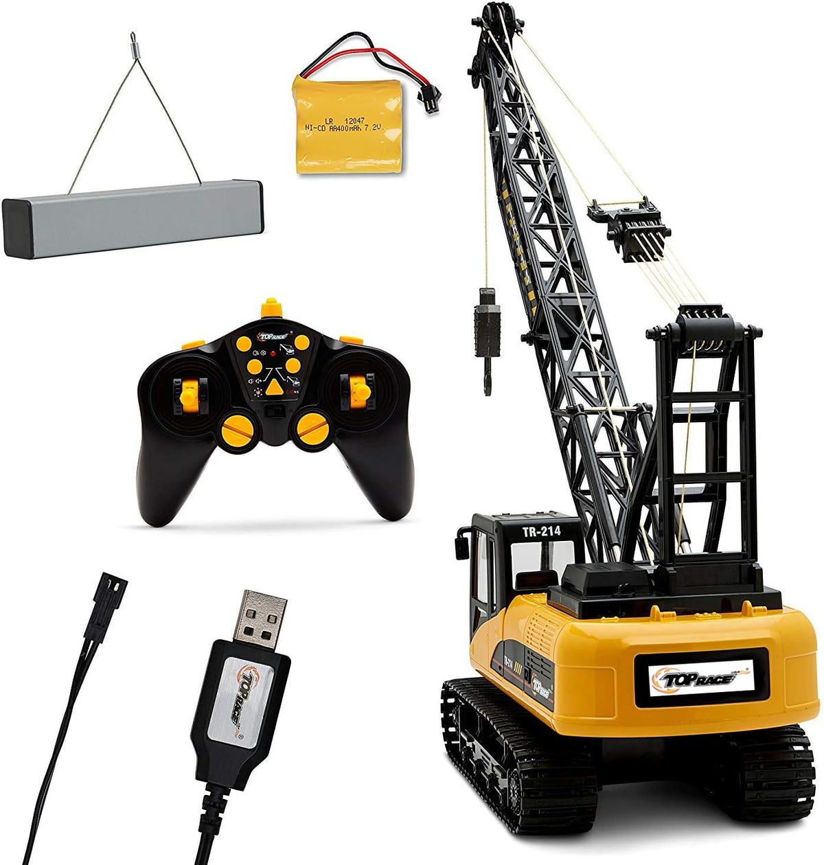 15 Channel Remote Control Crane, 1:14 Scale Battery Powered RC Construction Toy Crane with Heavy Metal Hook K7290