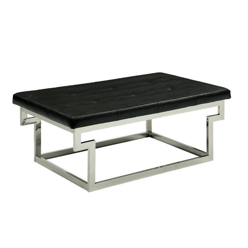 Tufted Faux Leather Bench in Black N5202