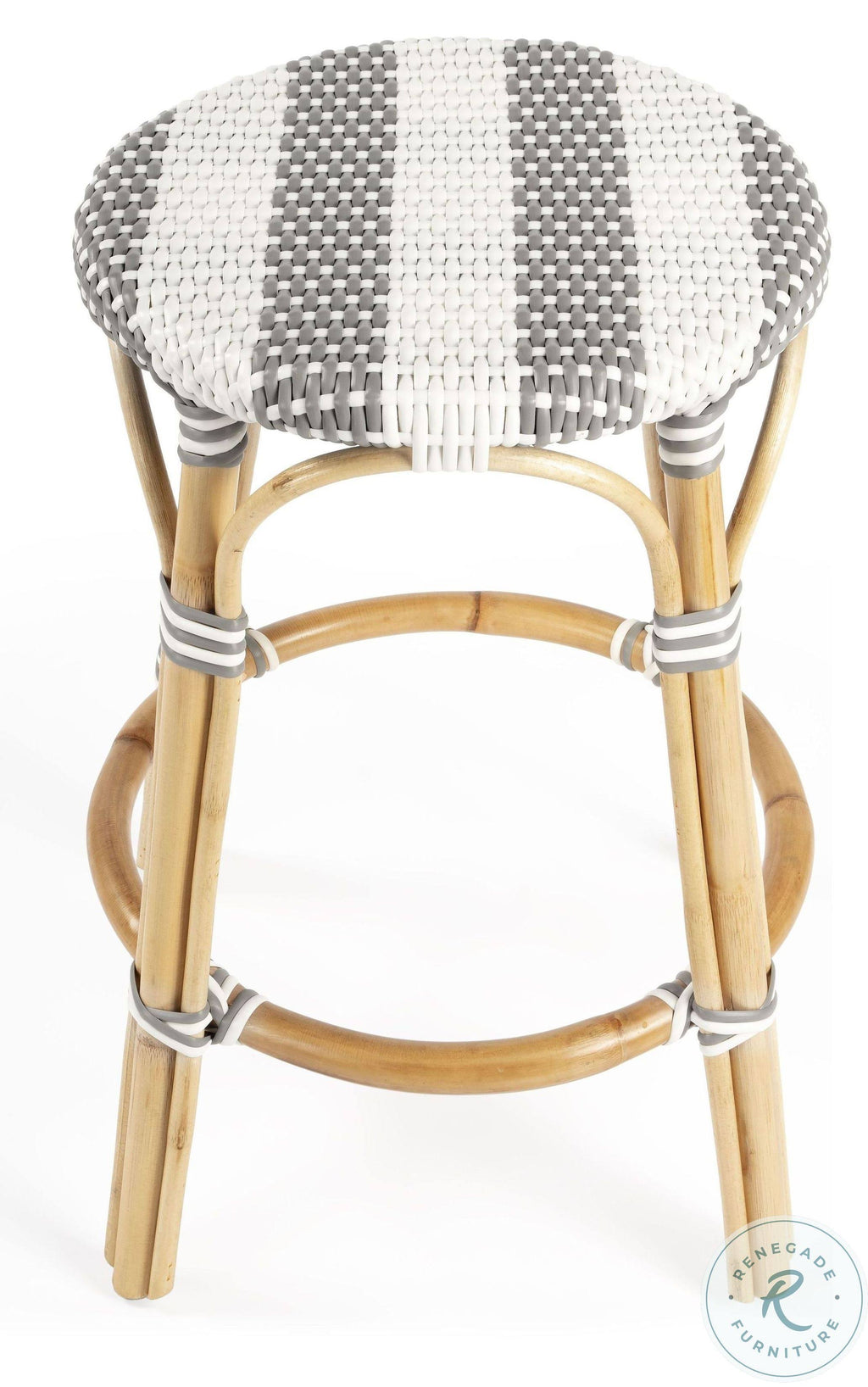 Grey & White Rattan Counter Stool H63420