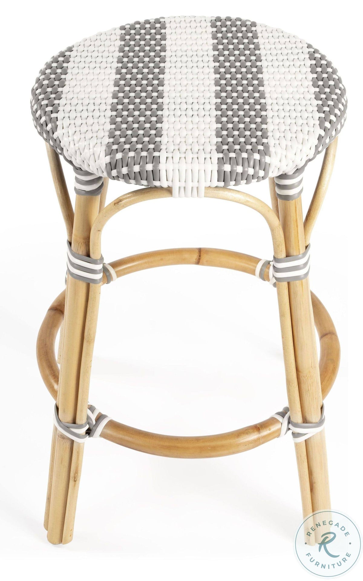 Grey & White Rattan Counter Stool H63420