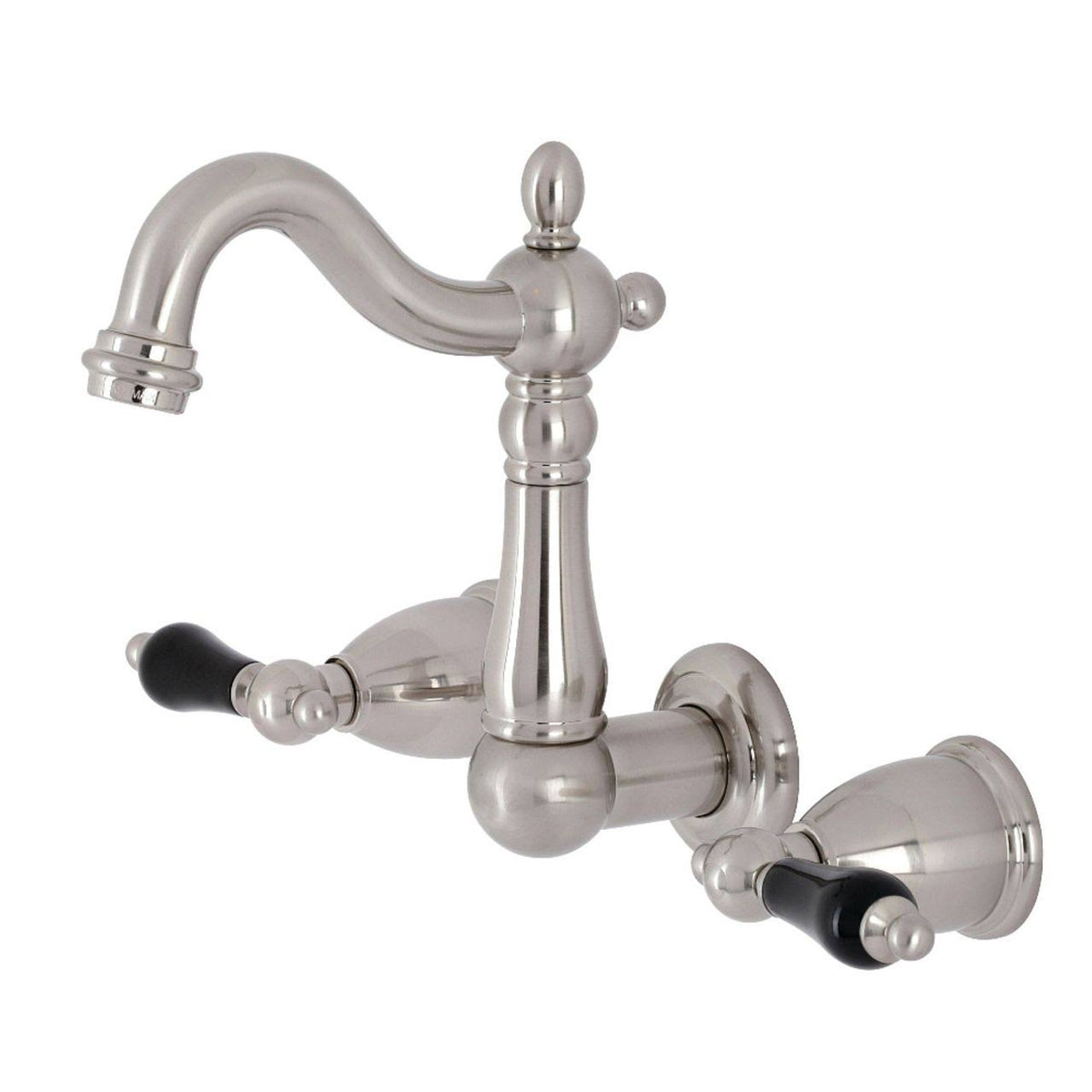 Brushed Nickel Two-Handle Wall Mount Bathroom Faucet O3324