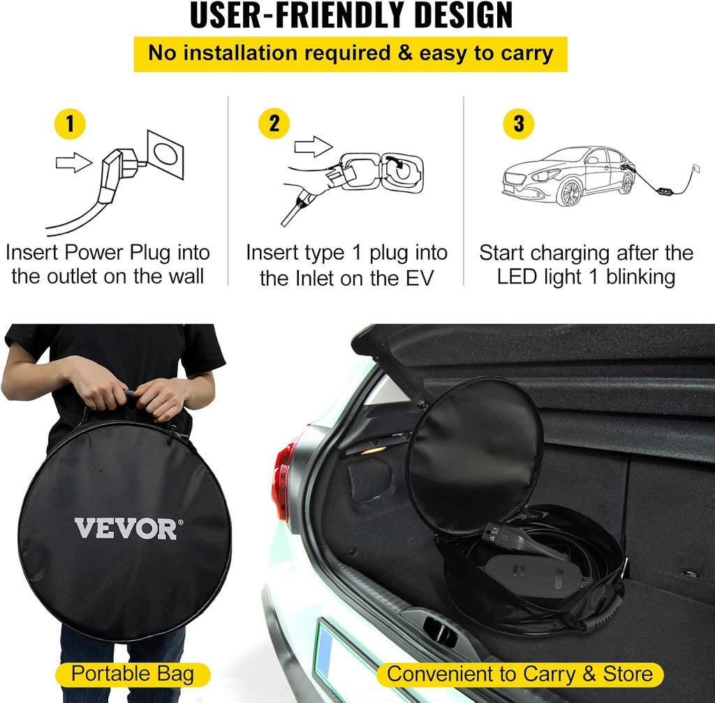 Portable Level 2 EV Charger with 25 ft Charging Cable H55635