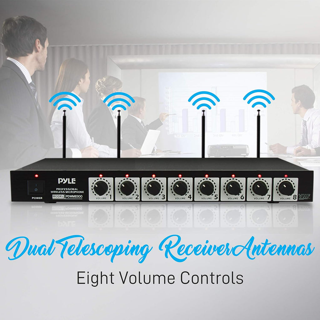 UHF Desktop Conference Microphone System with 8 Gooseneck Mics and Receiver B3804