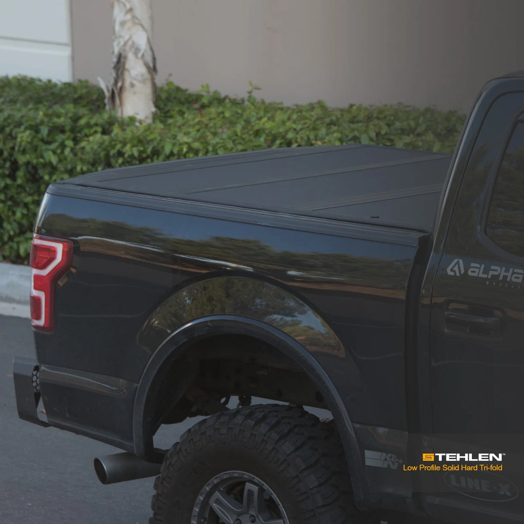 Low Profile Hard Aluminum Tri-Fold Tonneau Cover Matte Black L484
