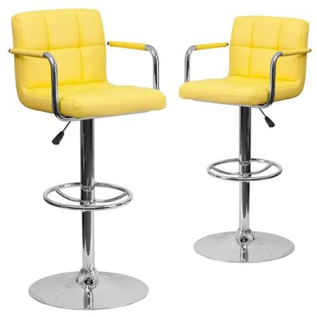 Yellow Adjustable Quilted Barstool G915