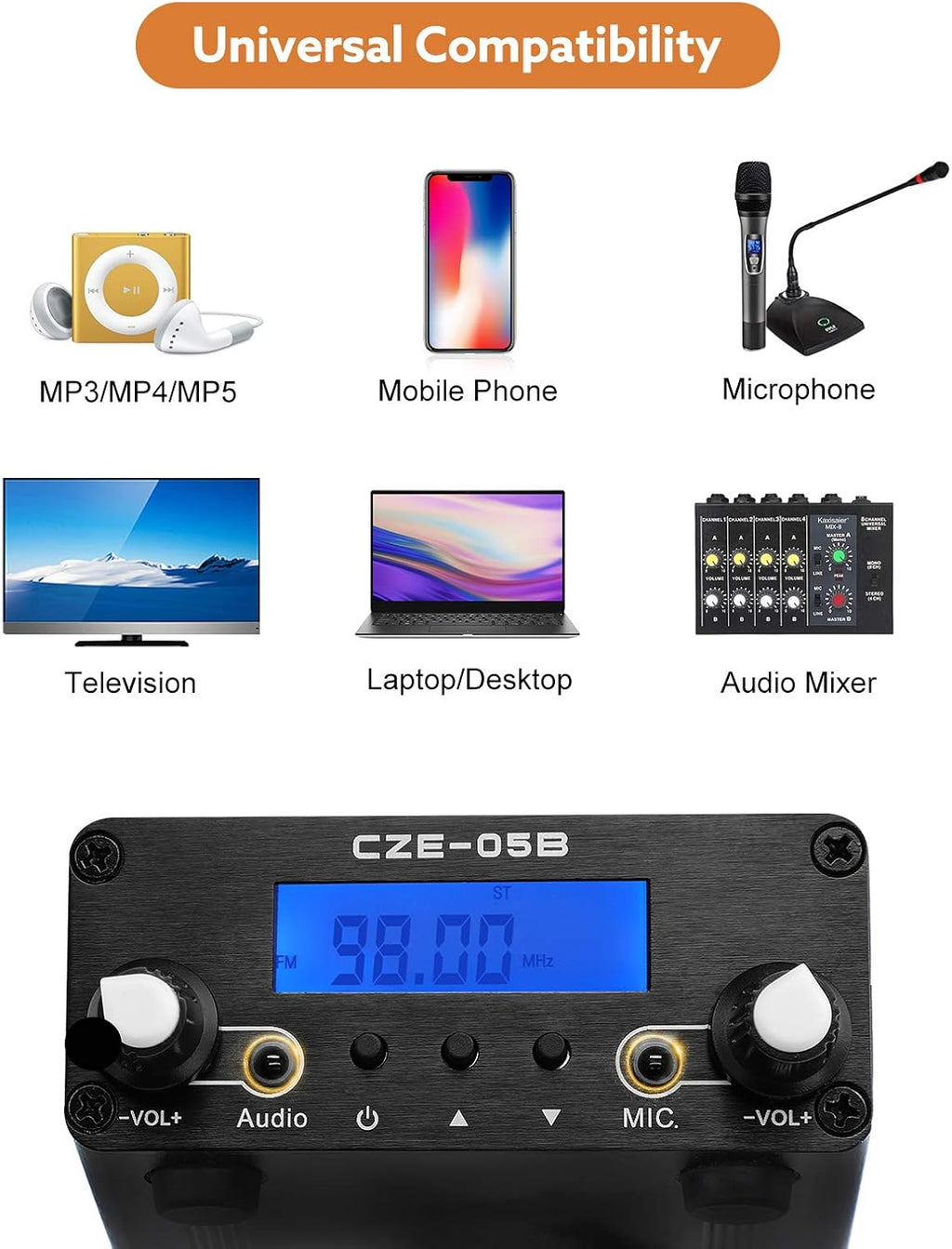 FM Broadcast Transmitter 76~108MHz with Microphone and Antenna M179204