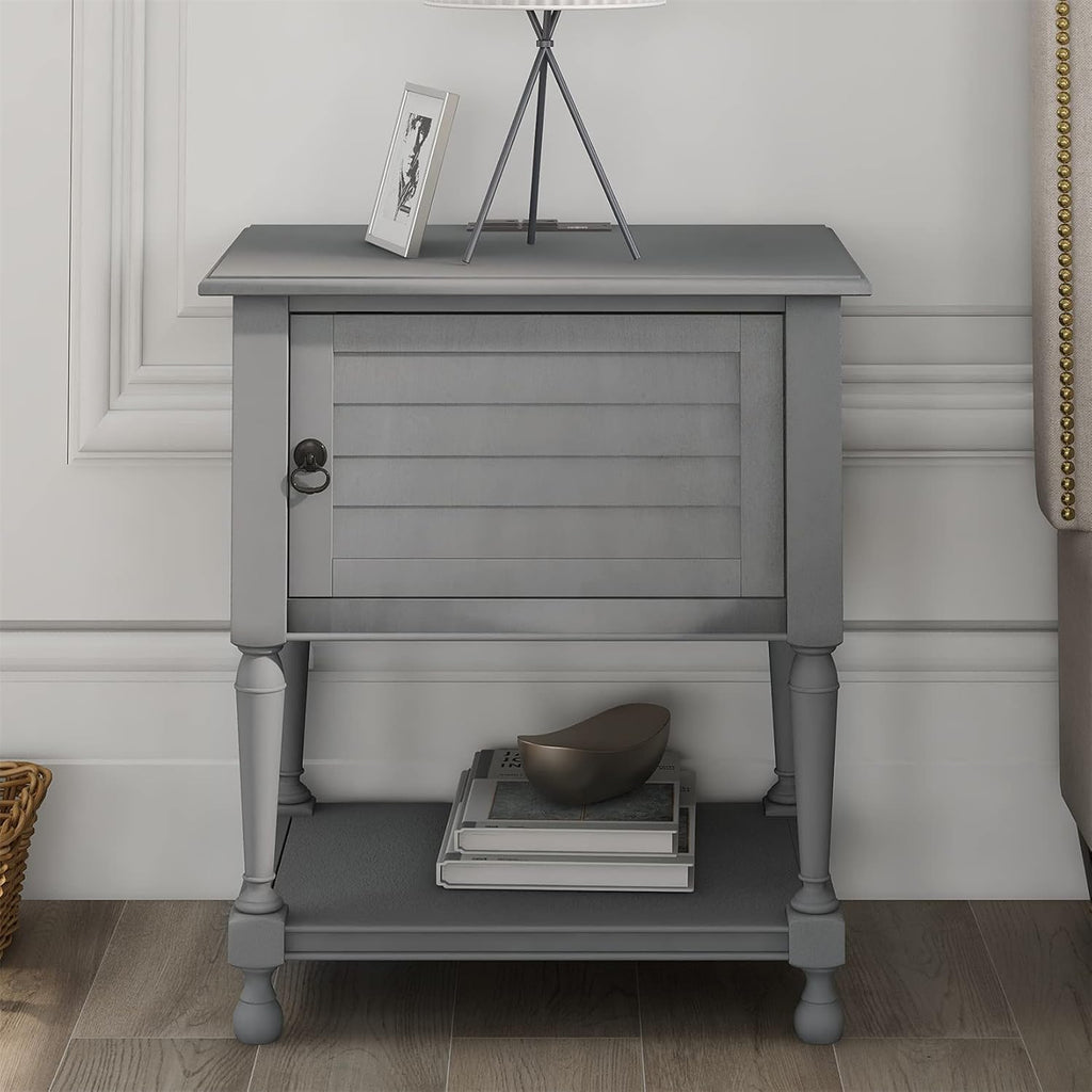 Rustic Gray 3-Drawer Wood Nightstand Q497200