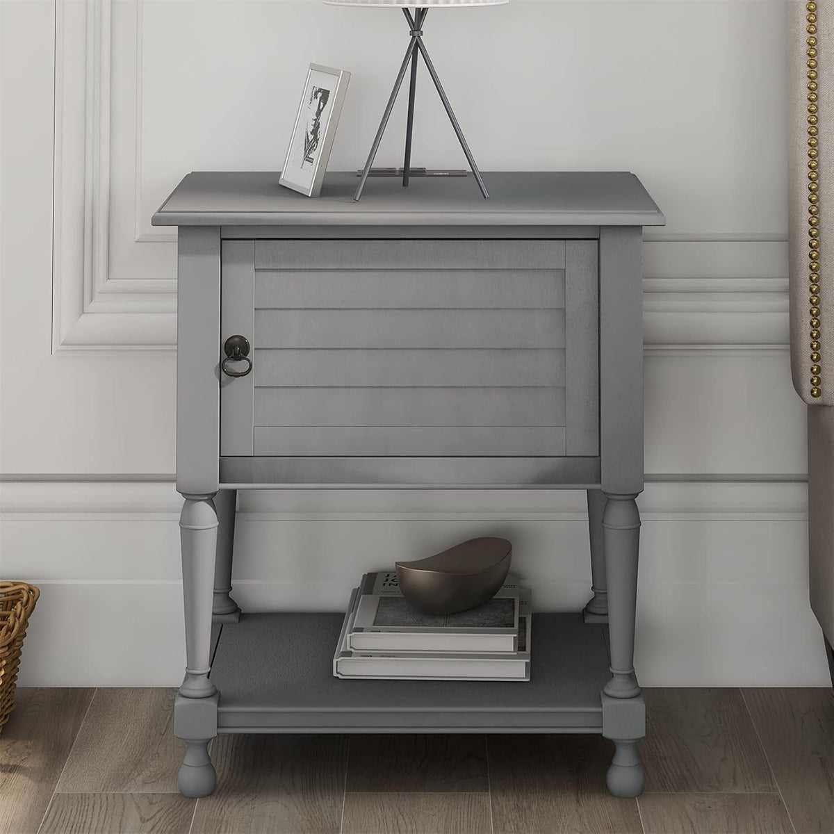 Rustic Gray 3-Drawer Wood Nightstand Q497200
