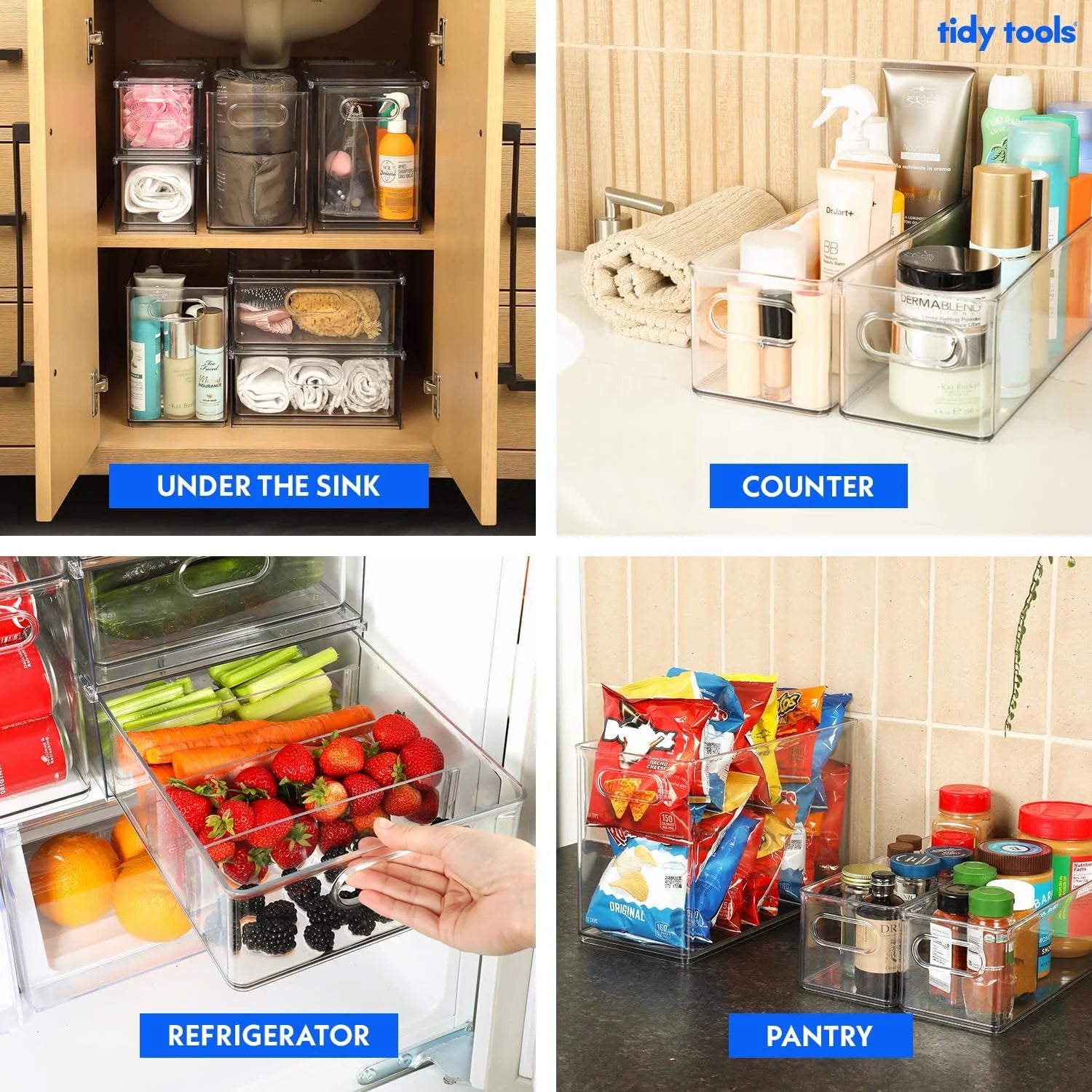 Clear Refrigerator Organizer Bins Stackable Plastic Storage Bins With Pull-Out Drawer A240583