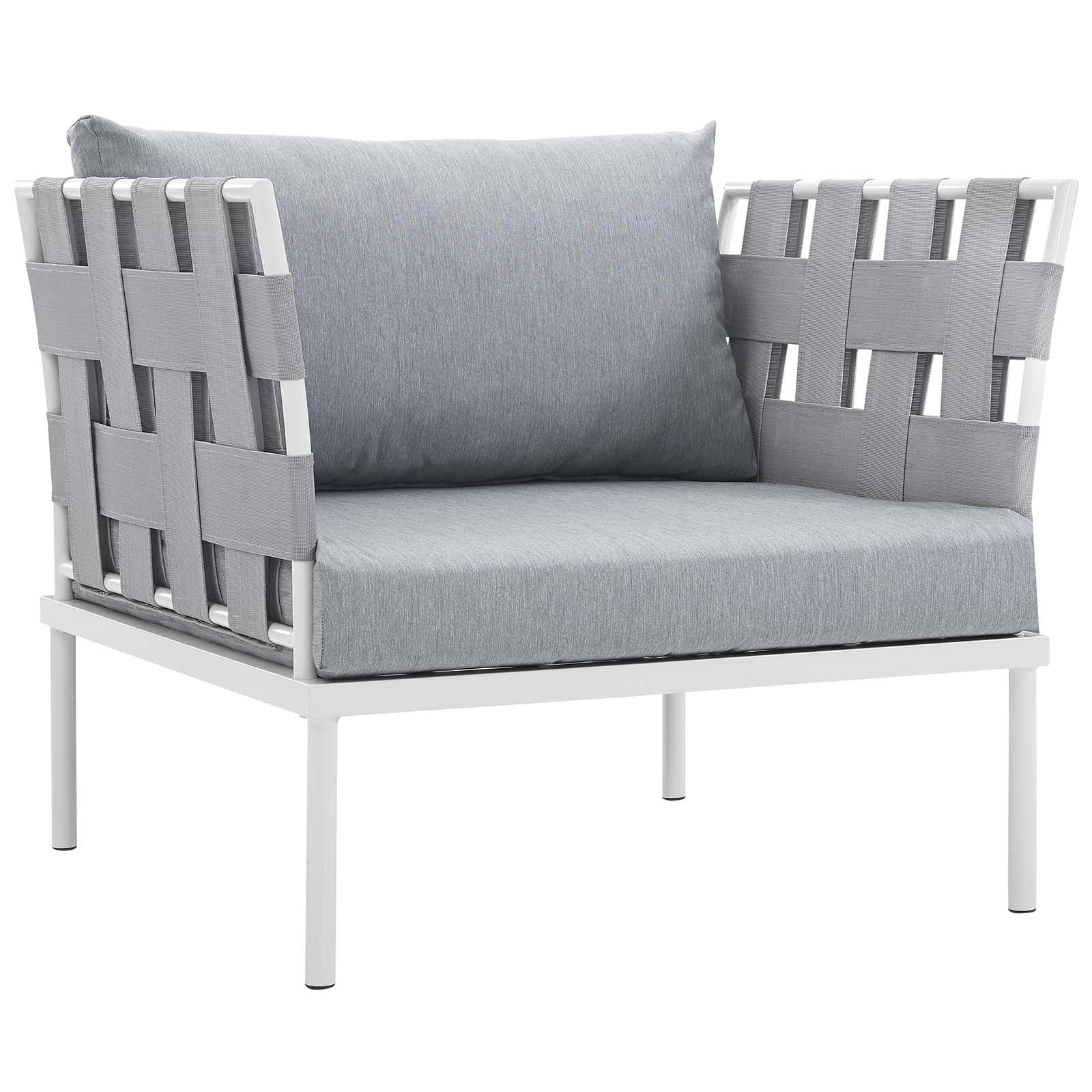 5 Piece White Gray Outdoor Aluminum Sectional Sofa Set E73339