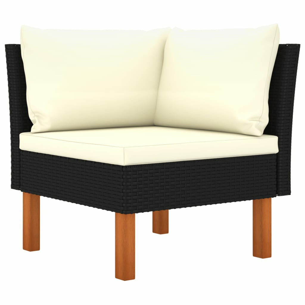 9 Piece Patio Set with Cushions Poly Rattan Black D663