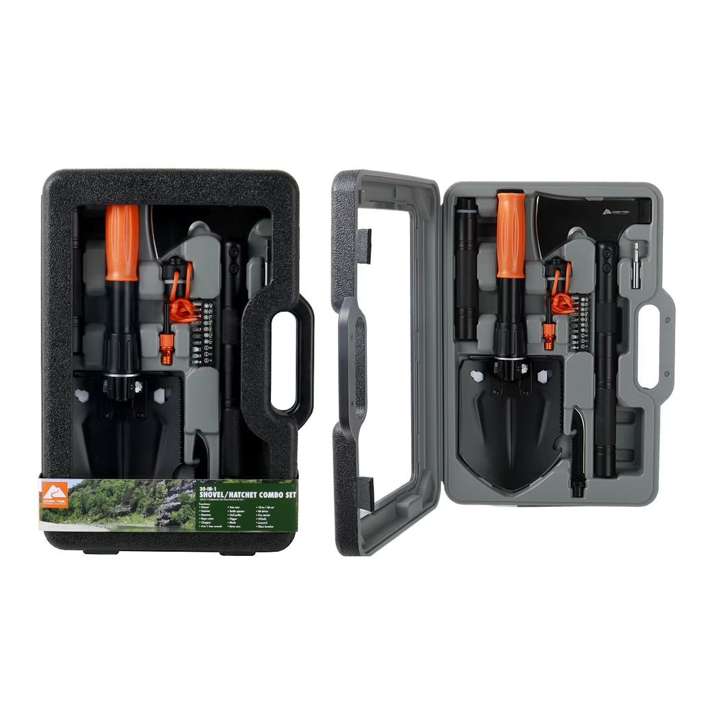 15.35 inch 30-in-1 Survival Kit Folding Shovel with Hard Carrying Case E8243