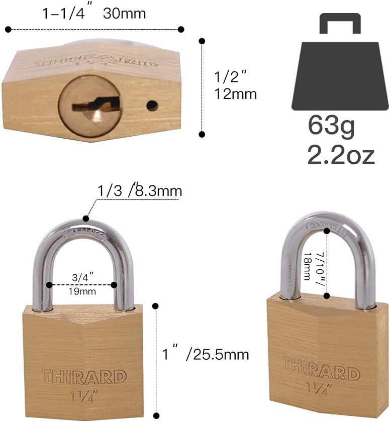 16 Pack Keyed Alike Solid Brass Padlock with 1-1/4” Wide Lock Body C39942