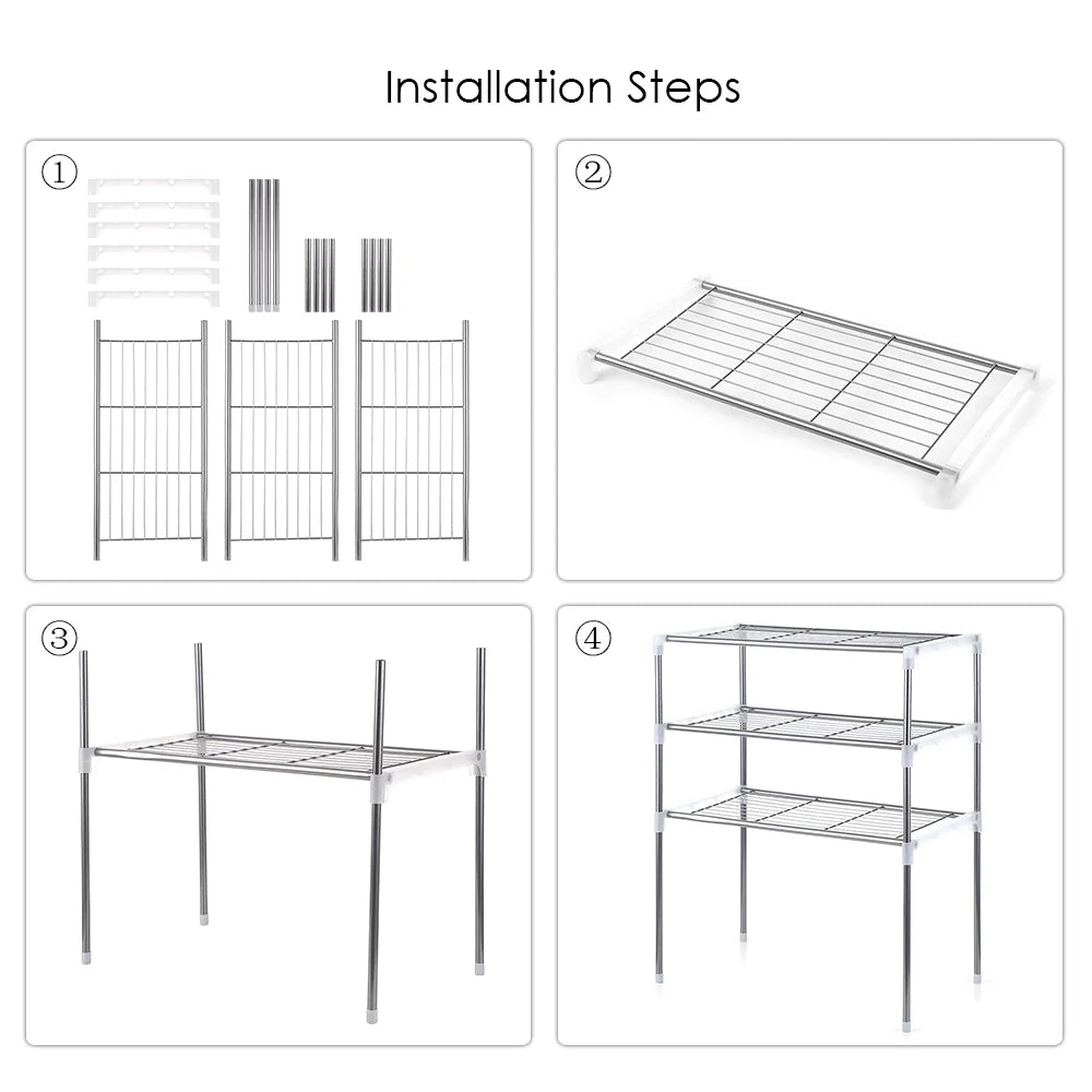 3-Tier Kitchen Storage Shelf Rack Microwave Oven Shelving Unit X844189