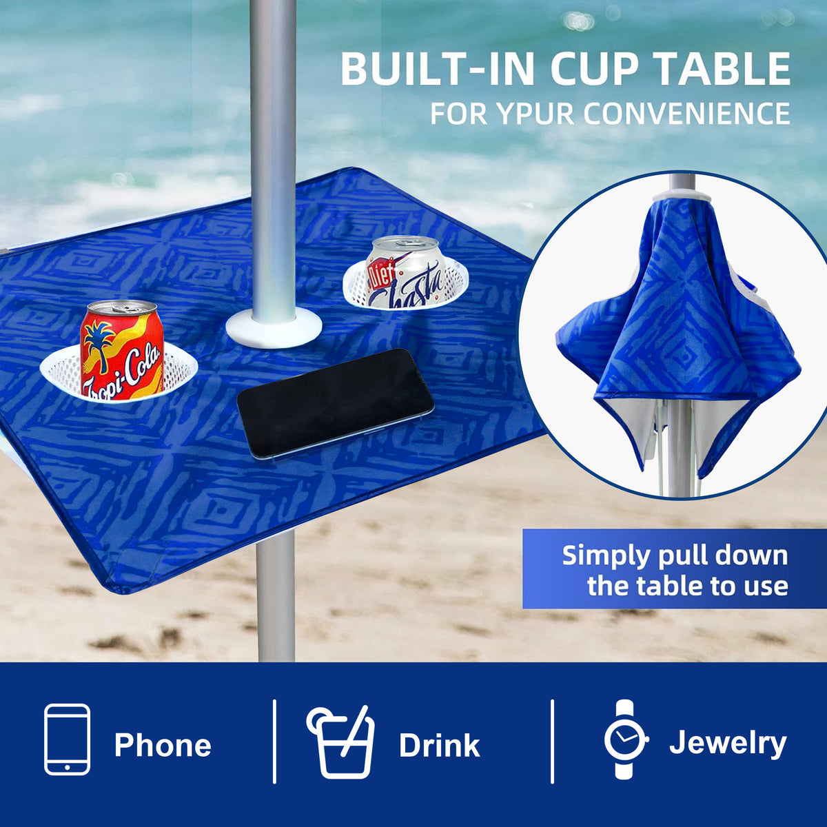 6.5ft Beach Umbrella with Sand Anchor D155978