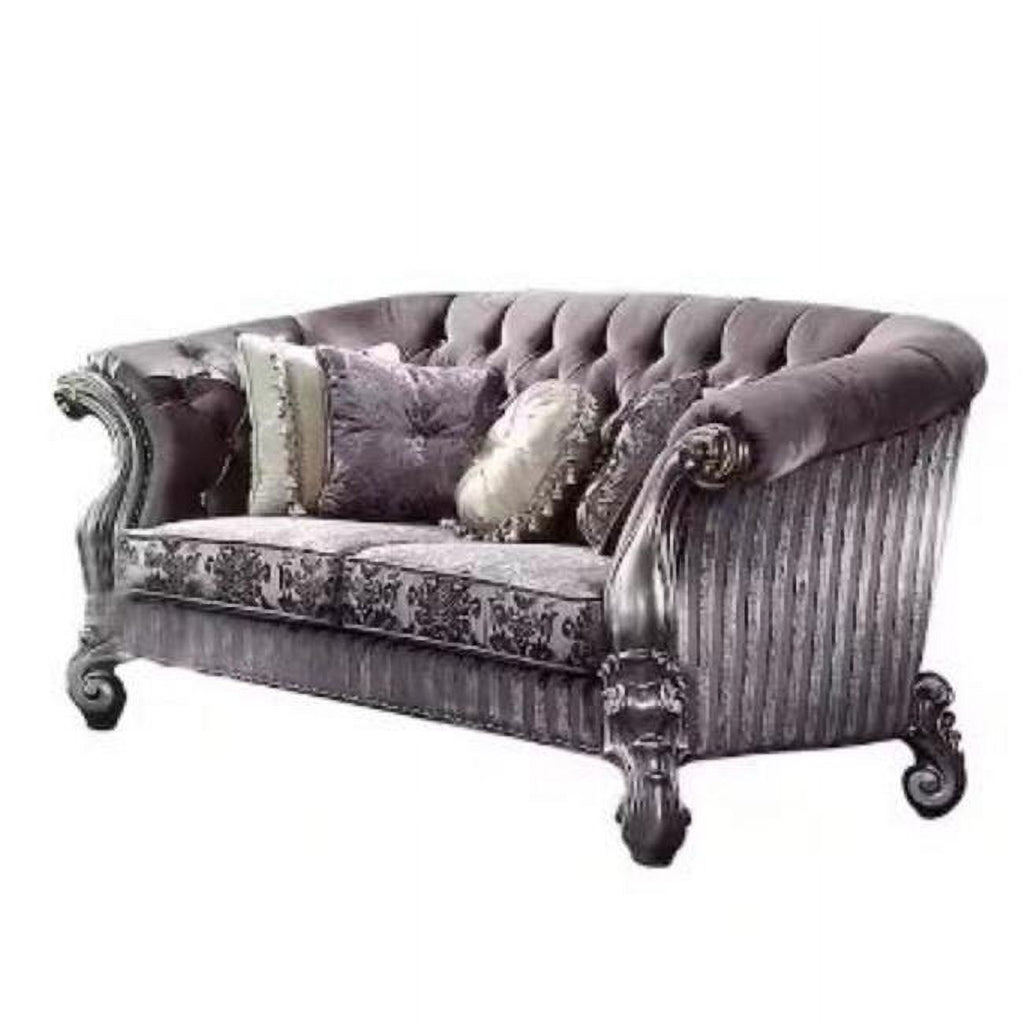 Purple Velvet Love Seat Sofa with Toss Pillows C24412