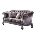 Purple Velvet Love Seat Sofa with Toss Pillows C24412