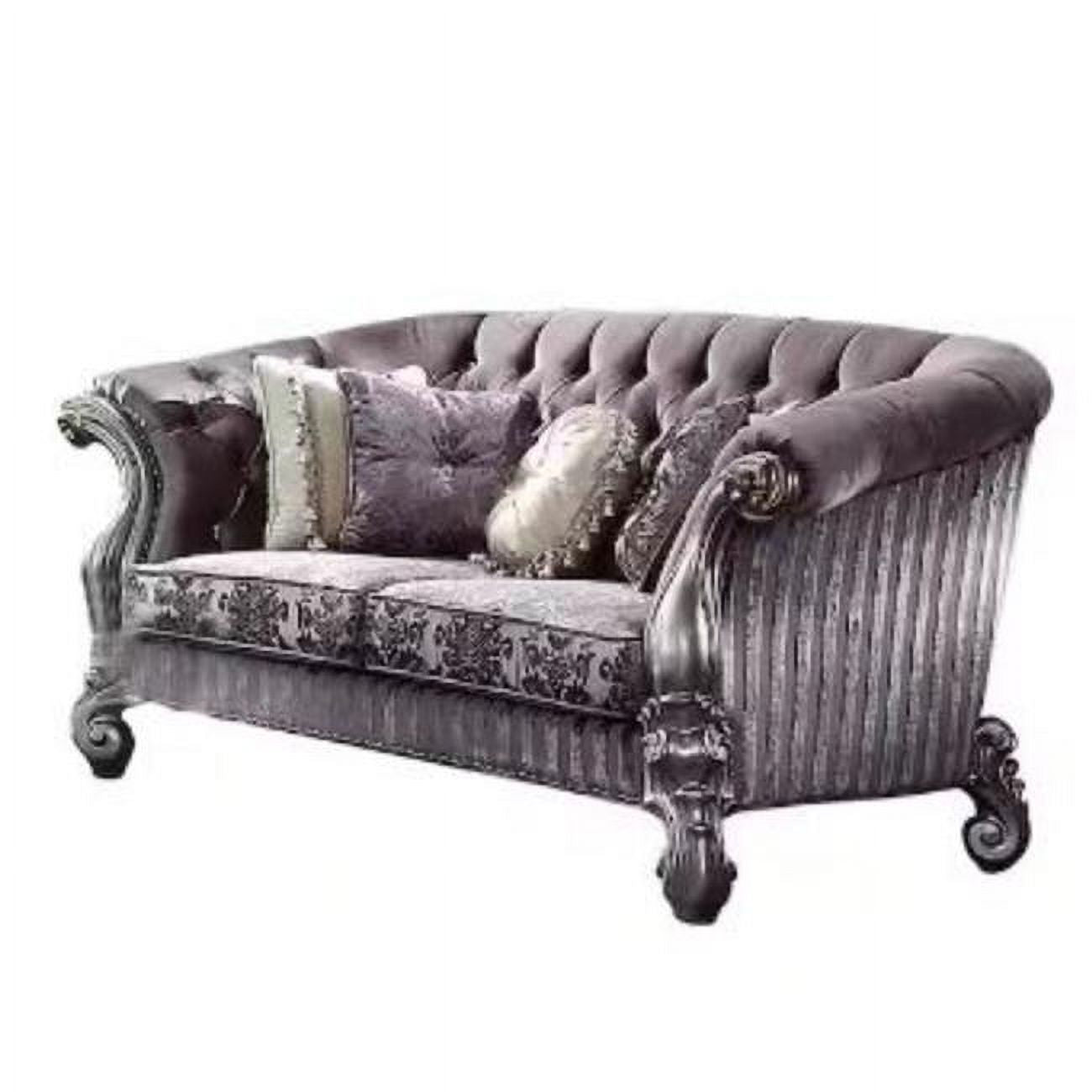 Purple Velvet Love Seat Sofa with Toss Pillows C24412
