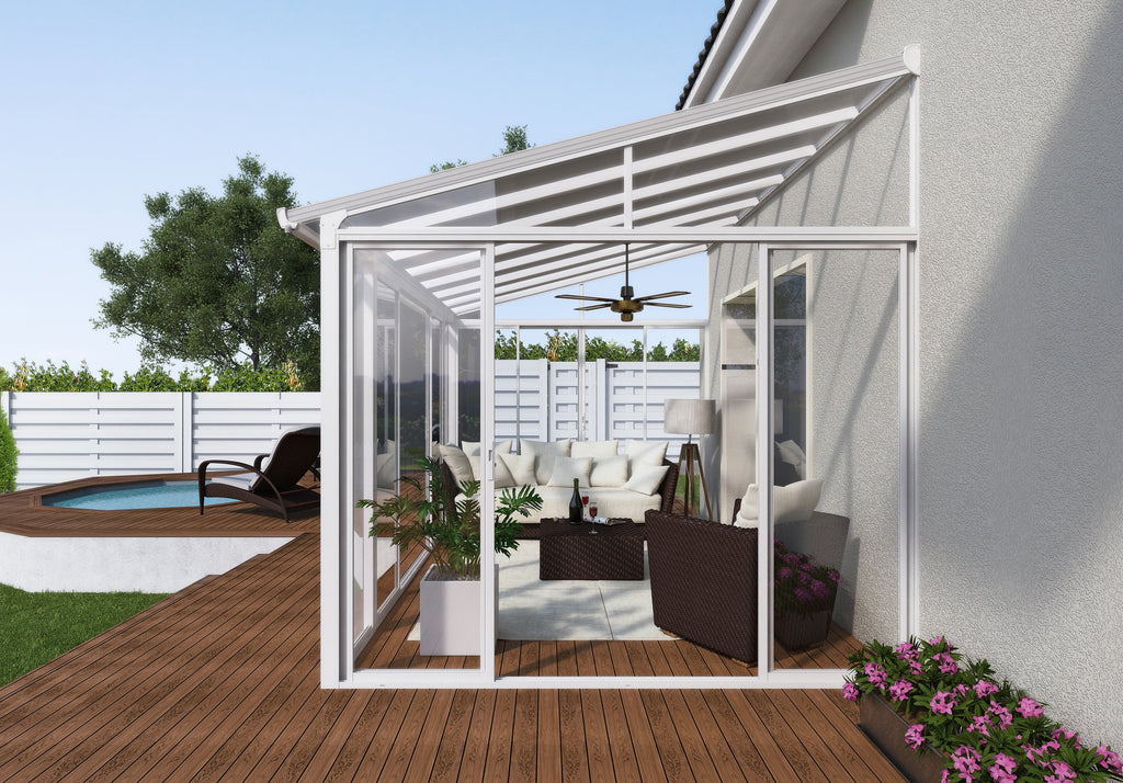 White Patio Enclosure with Screen Doors C542952