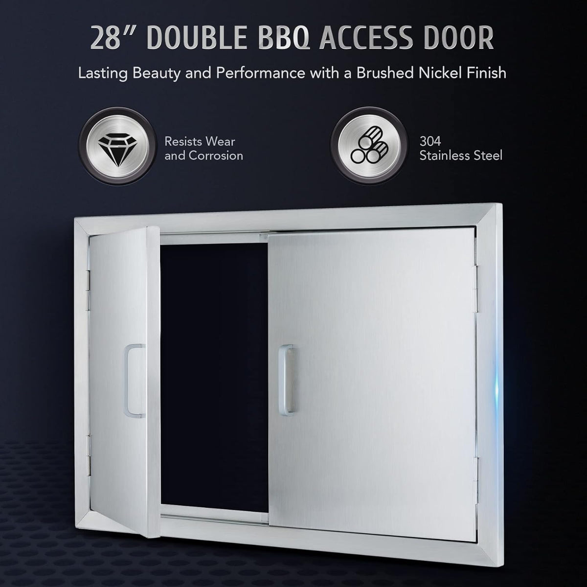 28 W x 19 H Weatherproof 304 Stainless Steel Double Access Door B187076