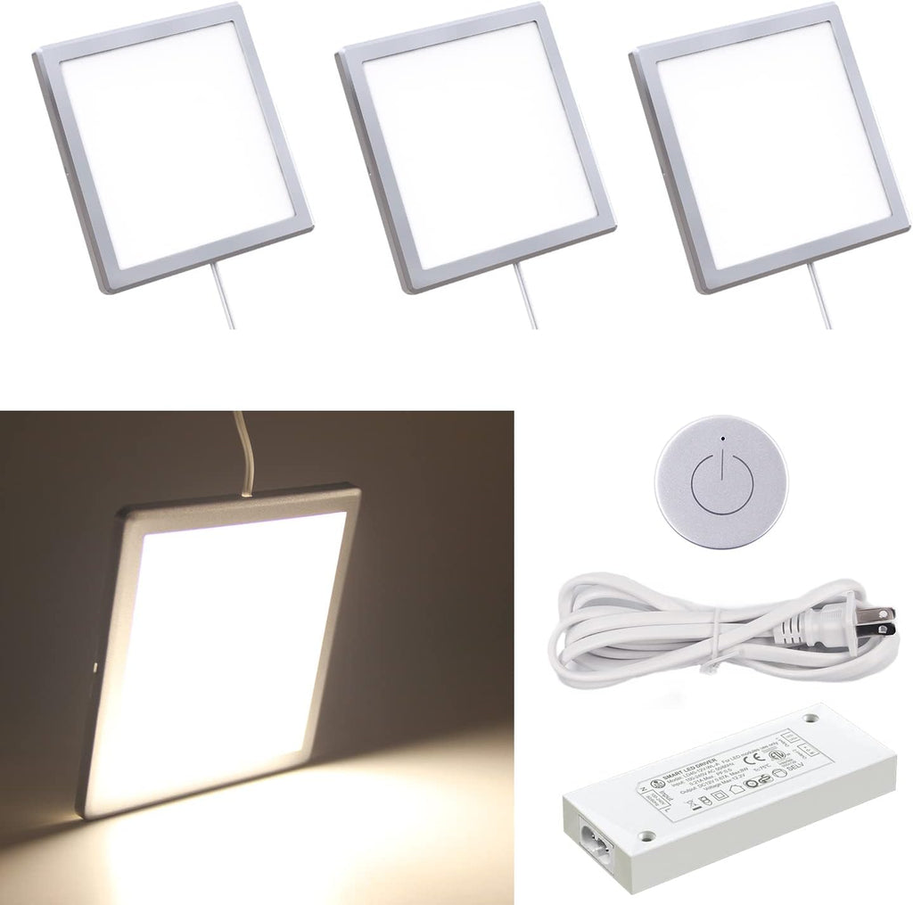 Round Black 4000K 3PCS Under Cabinet Puck Light with Wireless Dimmer Switch Z1323