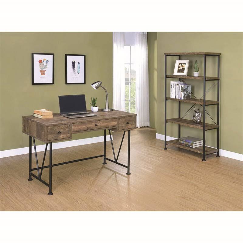 Rustic Oak and Black 4 Shelf Bookcase J60254