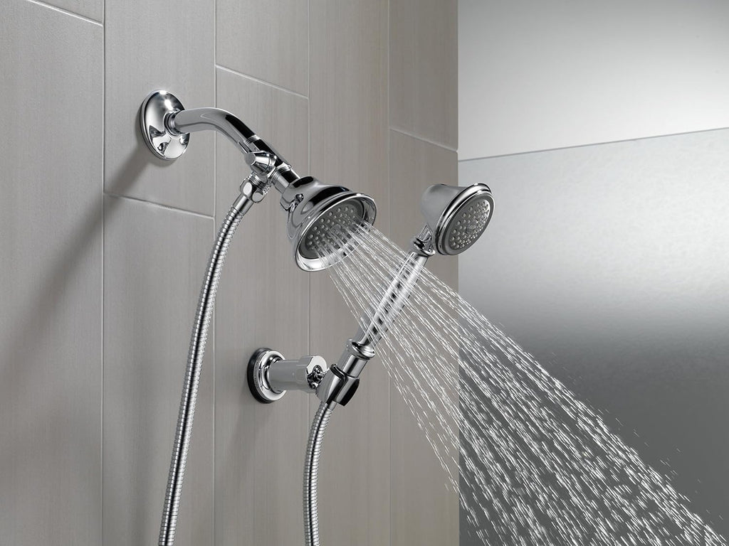 Chrome Hand Held Shower Head with 7 Spray Settings and 5' Hose, Chrome Shower Arm Diverter Pack of 2 Z6183