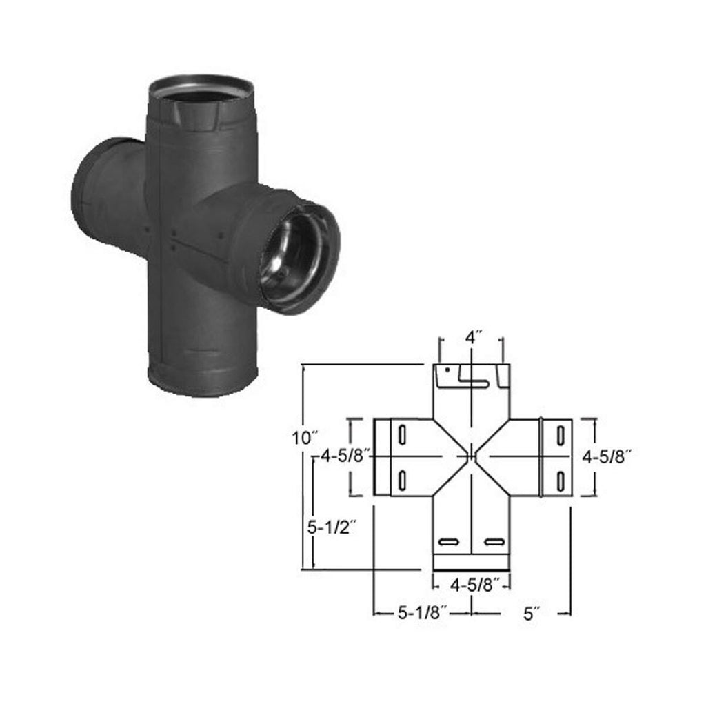 4'' PelletVent Pro Double Tee with Clean-Out Cap E79817