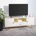 Cream White Washed Media Stand U607754
