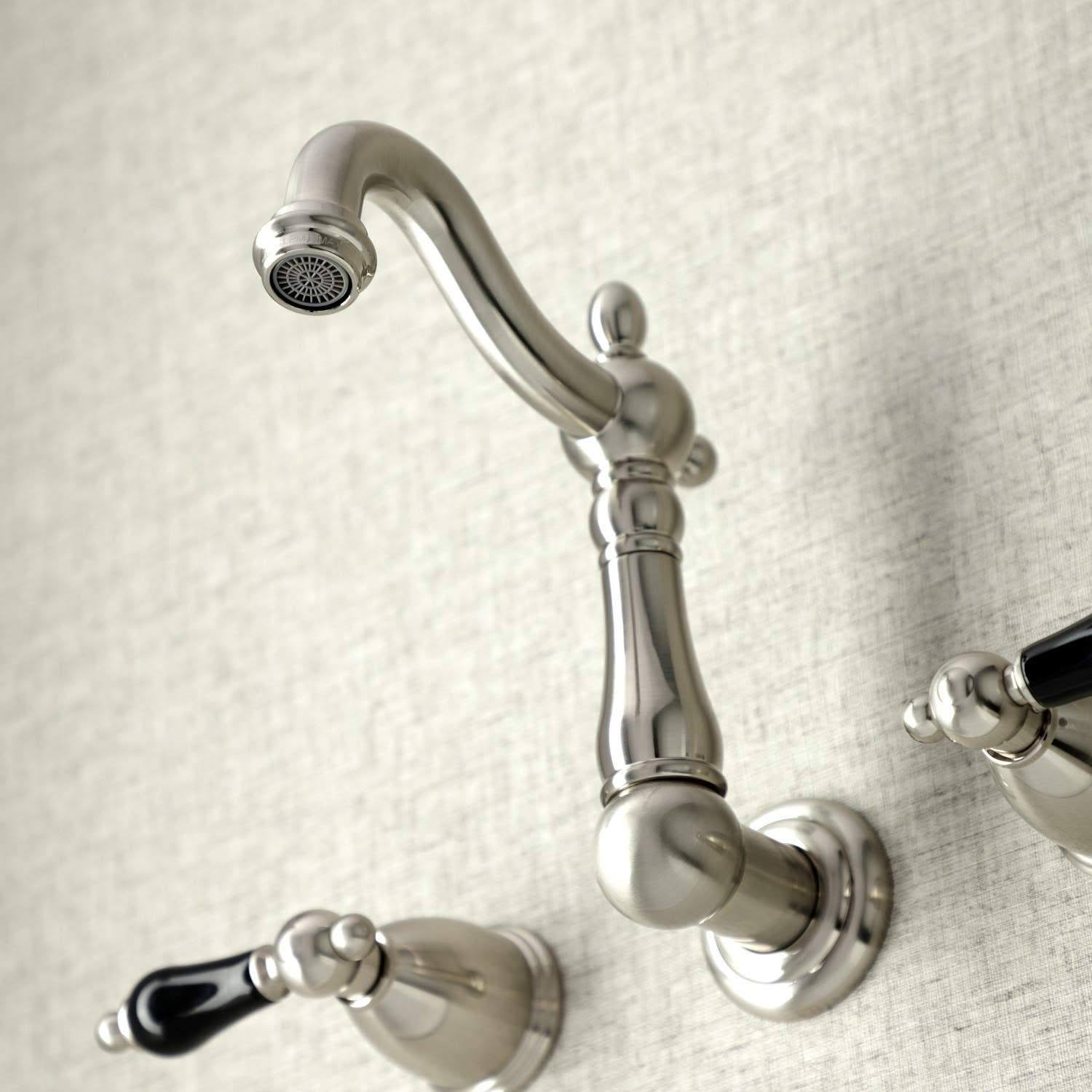 Brushed Nickel Two-Handle Wall Mount Bathroom Faucet O3324