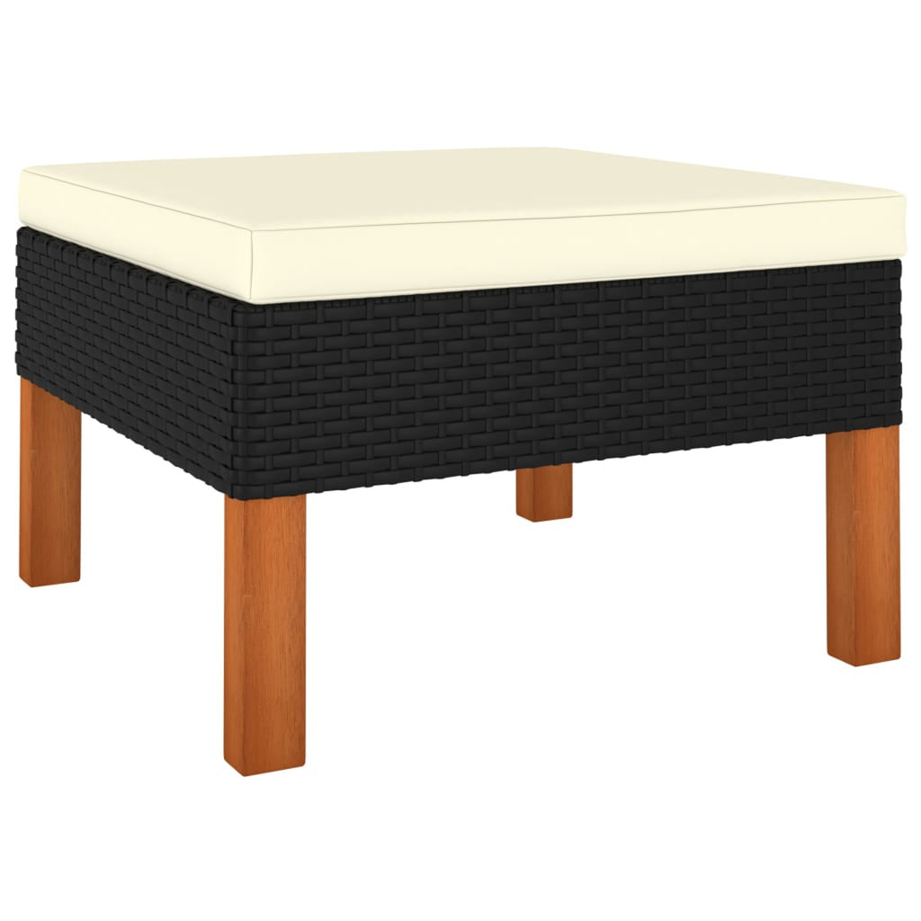 9 Piece Patio Set with Cushions Poly Rattan Black D663
